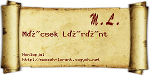 Mácsek Lóránt névjegykártya
